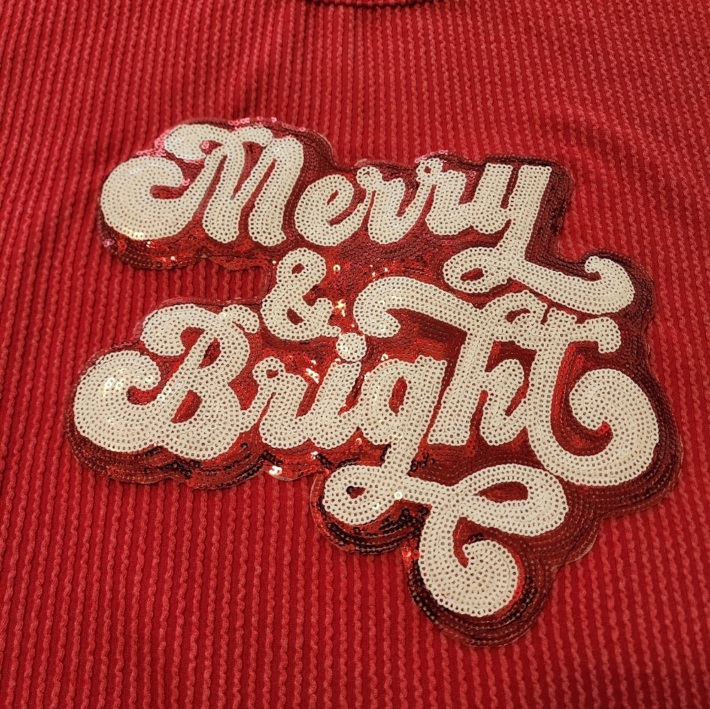 Women's HEIMISH USA Festive Red Sweater Sequins NWOT 2XL Christmas NEW Holidays